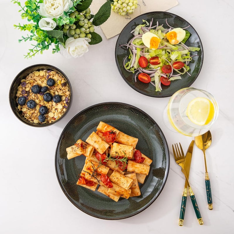 LERATIO Ceramic Dinnerware Sets for 4Handcraft Stoneware Plates and Bowls SetsHighly Chip and Crack Resistant  Dishwasher  Microwave  Oven Safe Dishes setReactive Glaze Dinnerware Service for 4 - Image 4