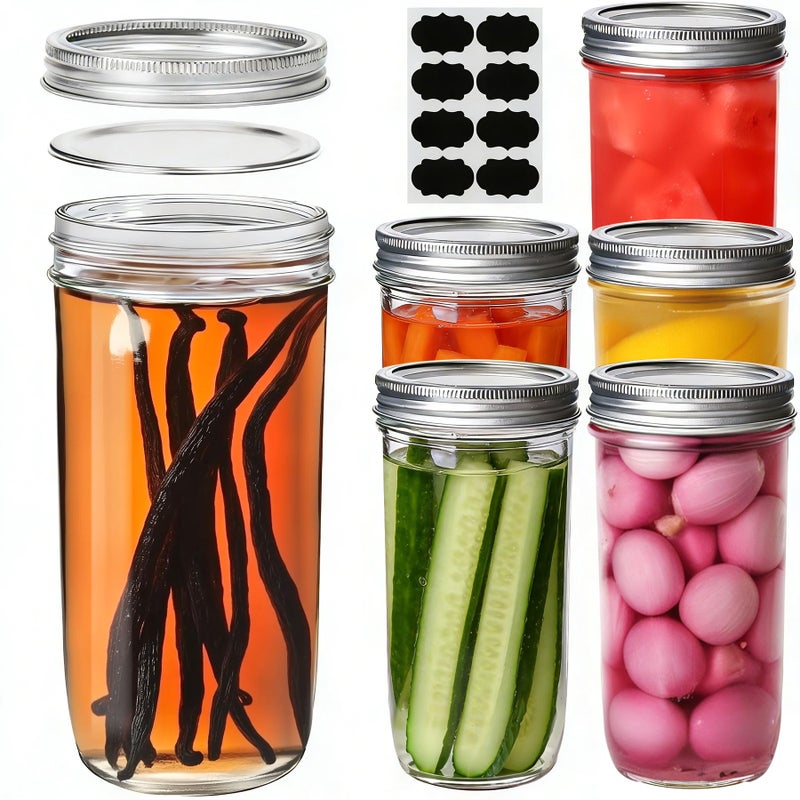 ComSaf 20 oz Mason Jars Wide Mouth 6 Pcs, Large Canning Jars with Seal Bands, 20 oz Glass jar with Lid for Jam, Sauce, Juice, Coffee, Pickling, Fruit, Dessert, Kitchen Storage, Vanilla Extract - Image 1