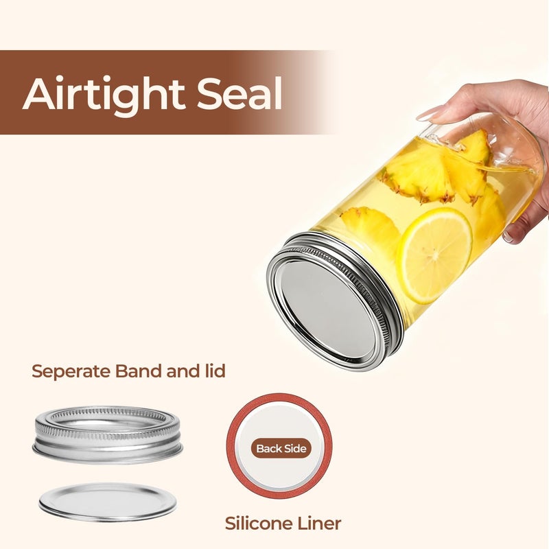 ComSaf 20 oz Mason Jars Wide Mouth 6 Pcs, Large Canning Jars with Seal Bands, 20 oz Glass jar with Lid for Jam, Sauce, Juice, Coffee, Pickling, Fruit, Dessert, Kitchen Storage, Vanilla Extract - Image 3