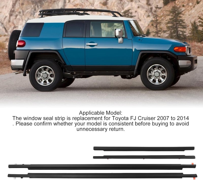 LJCM Car Window Stripe, Window Molding Trim Belt, 4 Pcs 68161‑35073 Window Moulding Trim Belt Window Weatherstrip Molding Trim Belt for TOYOTA 2007 to 2014 - Image 2