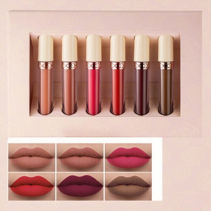 6 Colors Matte Lip Gloss Set Moisturizing Liquid Lipstick Set Non-stick Cup Long-lasting Matte Finish Lip Gloss Set for Lip Makeup - Image 4