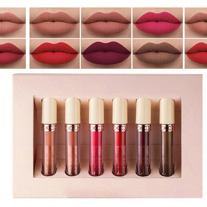 6 Colors Matte Lip Gloss Set Moisturizing Liquid Lipstick Set Non-stick Cup Long-lasting Matte Finish Lip Gloss Set for Lip Makeup - Image 5