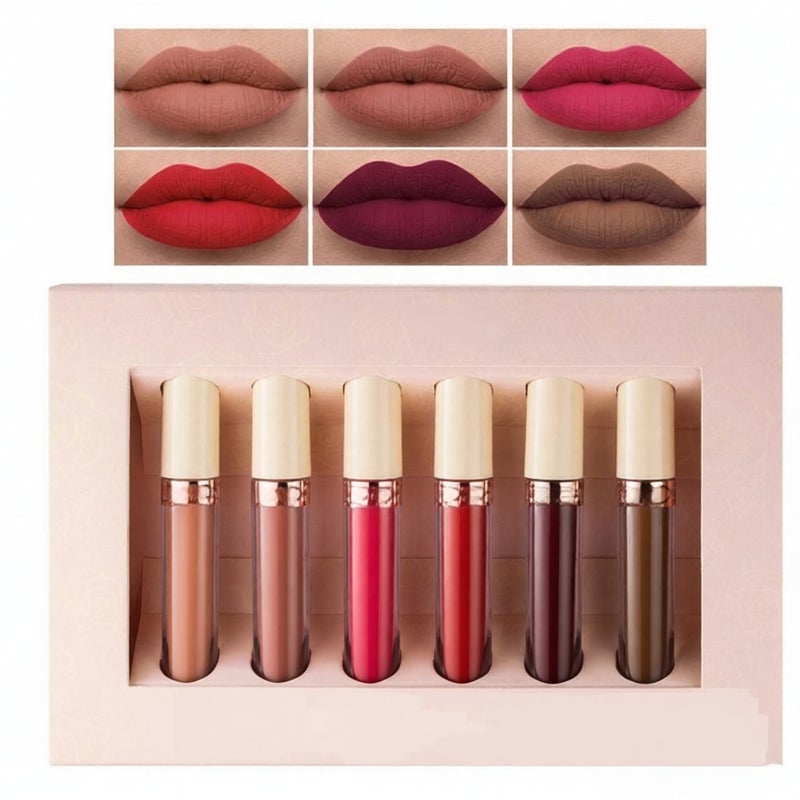 6 Colors Matte Lip Gloss Set Moisturizing Liquid Lipstick Set Non-stick Cup Long-lasting Matte Finish Lip Gloss Set for Lip Makeup - Image 1