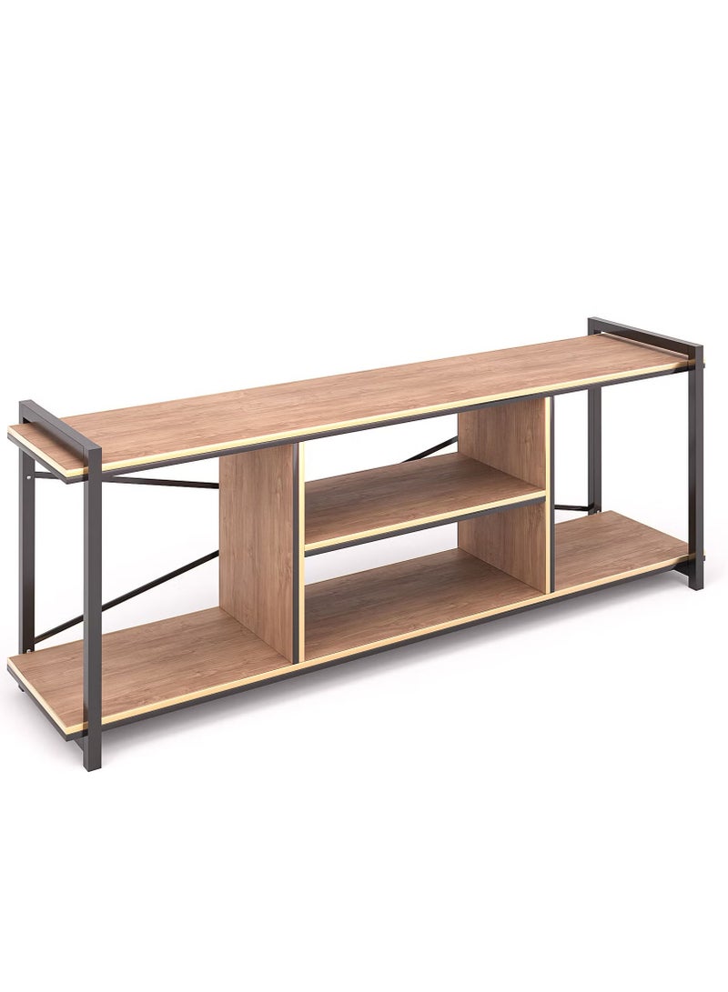 إيه جي دي طاولة تلفزيون بتصميم جميل وعصري من الخشب وأرجل من المعدن 120x30x45 - بني - Image 2