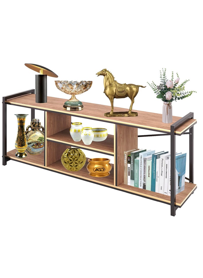 إيه جي دي طاولة تلفزيون بتصميم جميل وعصري من الخشب وأرجل من المعدن 120x30x45 - بني - Image 1