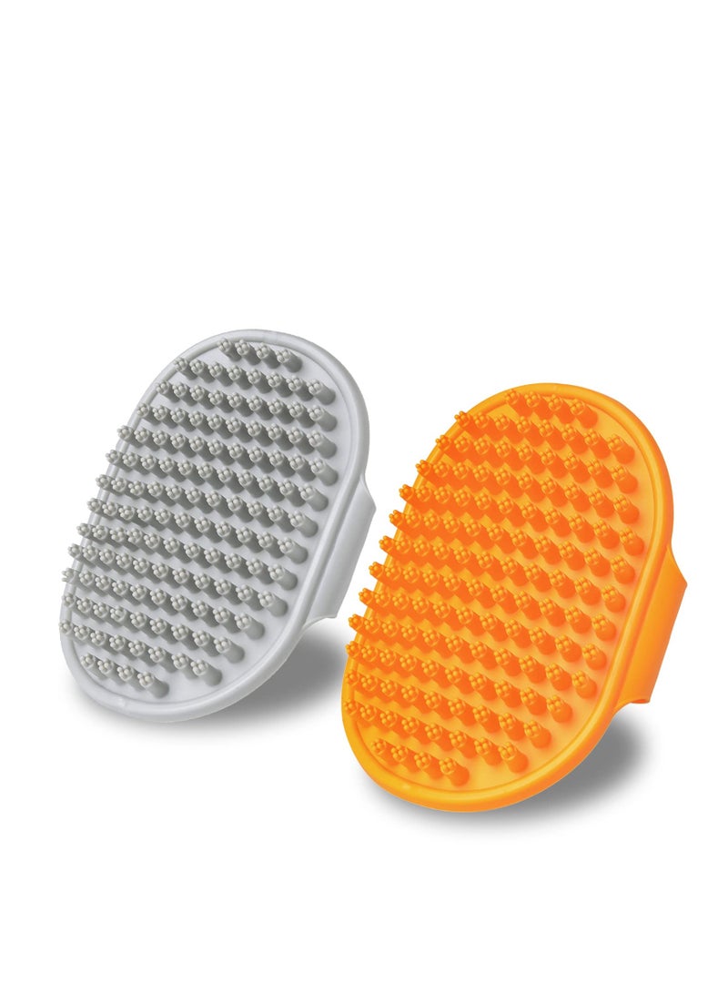 SYOSI 2PCS Dog Bath Brush Pet Shampoo Bath Brush Rubber Bristles Dog Brush with Adjustable Ring Handle Dogs Grooming Shedding Bath Brush Soothing Massage Curry Comb  - Image 1