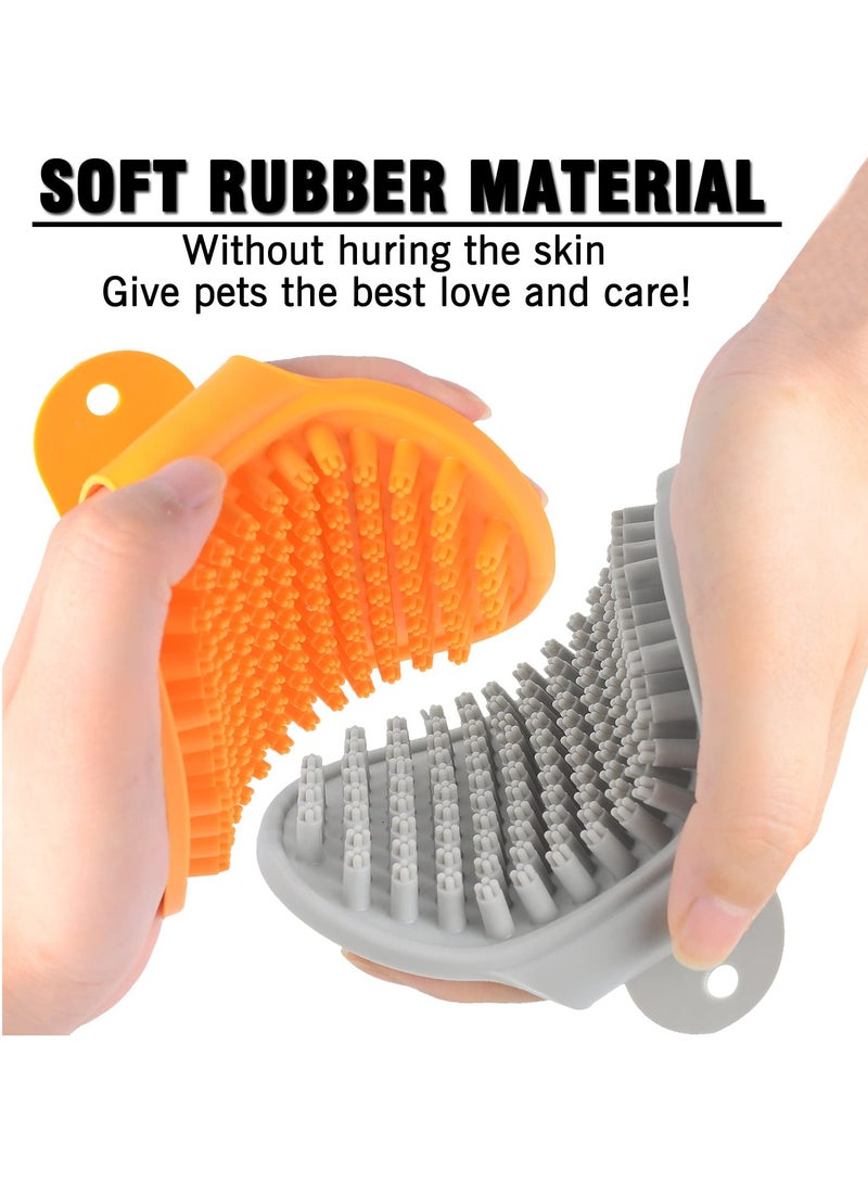 SYOSI 2PCS Dog Bath Brush Pet Shampoo Bath Brush Rubber Bristles Dog Brush with Adjustable Ring Handle Dogs Grooming Shedding Bath Brush Soothing Massage Curry Comb  - Image 4