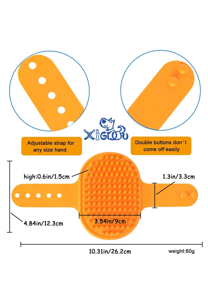 SYOSI 2PCS Dog Bath Brush Pet Shampoo Bath Brush Rubber Bristles Dog Brush with Adjustable Ring Handle Dogs Grooming Shedding Bath Brush Soothing Massage Curry Comb  - Image 2