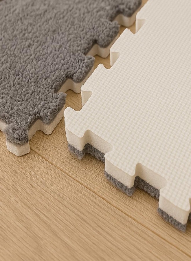 Dkriva سجادة لعب إسفنجية ناعمة متشابكة من DKRIVA | بلاطات سجاد مخملية رقيقة | سجادات أرضية مربعة مخملية للغرف، غرف النوم، المنزل والصالون | مجموعة سجاد أرضيات إسفنجية مانعة للانزلاق (12 قطعة) - Image 4