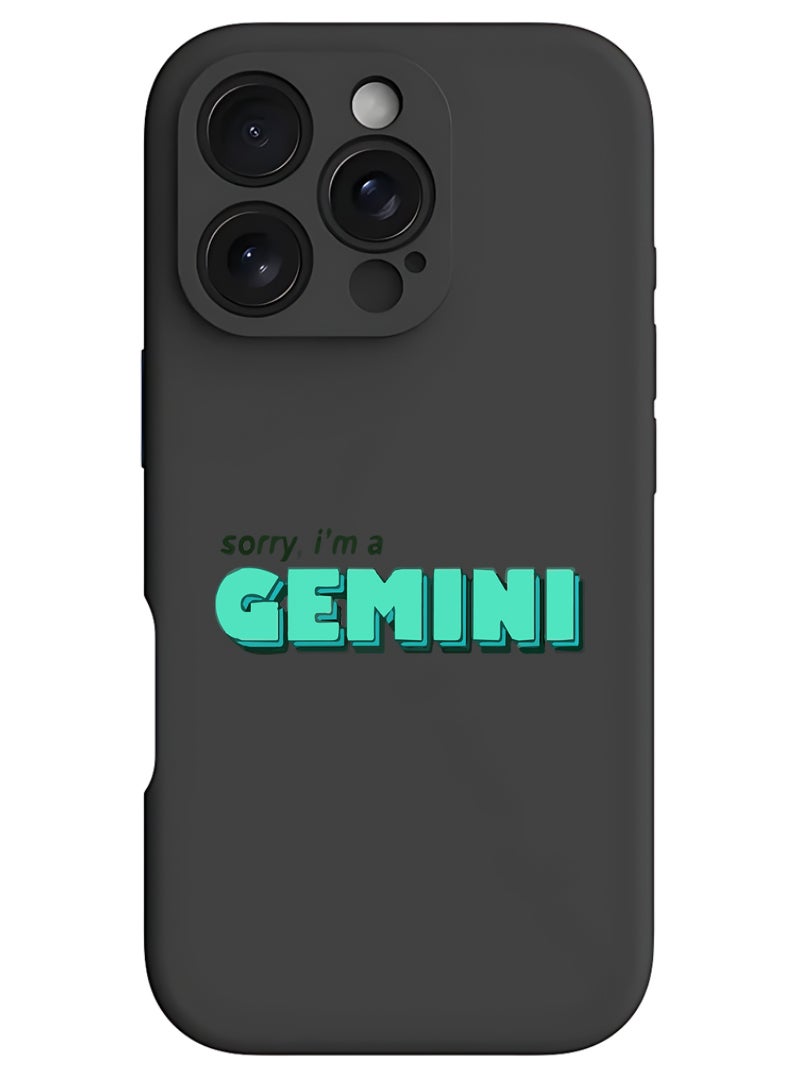 Theodor iPhone 16 Pro Black Protective Slim Fit Case Liquid Silicone Cover with Full Body Protection Anti-Scratch Shockproof Case For iPhone - Gemini - Image 1