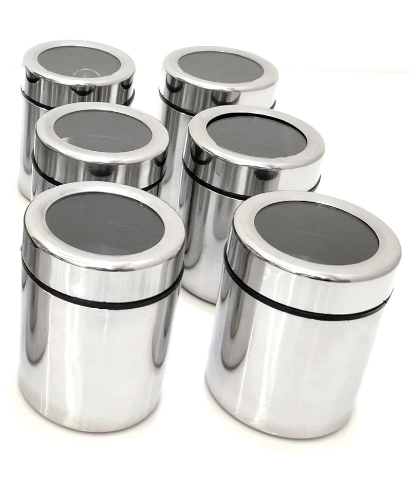 MILTLIFE Stainless Steel Masala Dabba 6pcs Spice Container Kitchen Jars and Containers Storage Container Masala Dani with Stainless Steel 6 pcs Spoon - Image 1