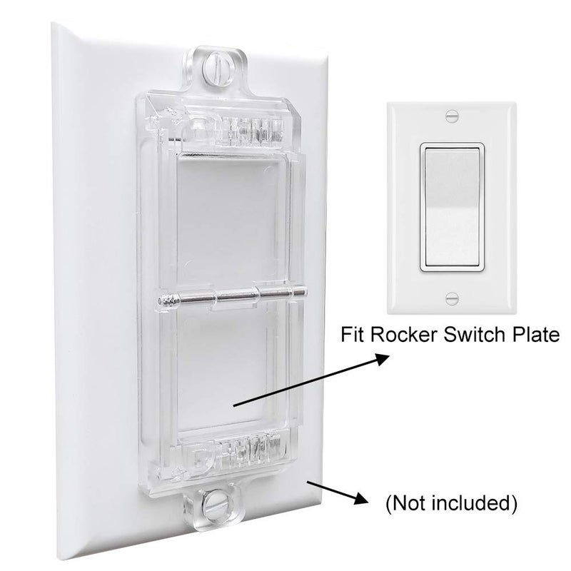 ILIVABLE Rocker Light Switch Guard, ILIVABLE Childproof Switch Plate Cover Guard Protects Your Lights from Being Accidentally Turned On or Off by Children and Adults (Clear, Pack of 4) - Image 4