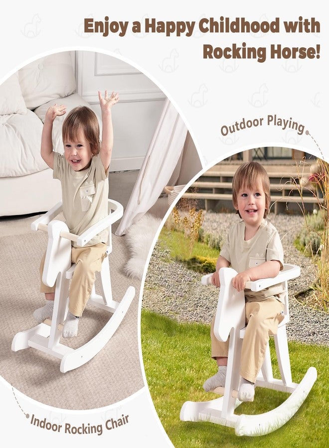 labebe - Wooden Rocking Horse, Baby Wooden Ride On Toys for 12M+, White Rocker Toy with Removable Fence, Toddler Riding Toy Indoor/Outdoor, Nursery Birthday Gift - Image 4