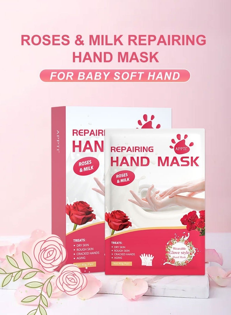 APPTI Hand Peel Mask With Rosa For Dry Cracked Hand 5 Pack-Exfoliating Hand Mask, Natural Exfoliator For Dead Skin,Callus,Repair Rough Hand For Men Women-Repairs Hands & Removes Dead Skin For Soft Hand - Image 2