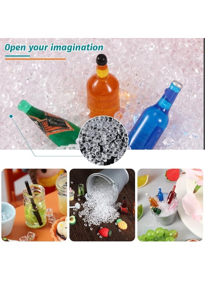 Waydress Waydress Fakes Miniature Clear Plastic Doll House Ice Cubes for Dollhouse Cups Sprinkle Decorations Fake Cake Dessert Beer Drinks Dollhouse Kitchen Food Accessories (200 g)  - Image 5