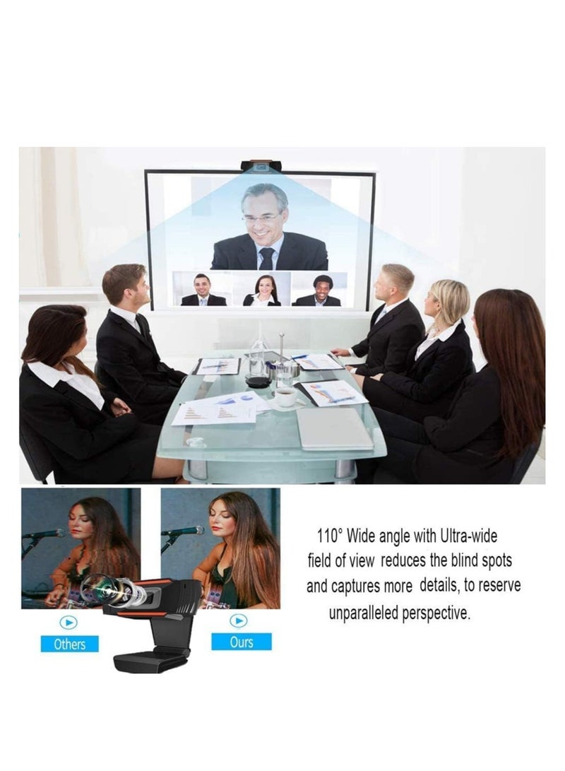 كاميرا ويب FHD 720P مع ميكروفون للكمبيوتر واللاب توب ومكالمات الفيديو والمؤتمرات (720 بكسل)، أسود - Image 3