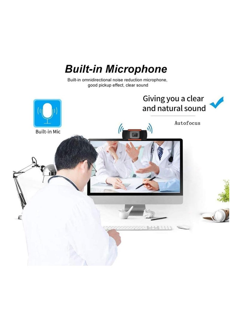 كاميرا ويب FHD 720P مع ميكروفون للكمبيوتر واللاب توب ومكالمات الفيديو والمؤتمرات (720 بكسل)، أسود - Image 4