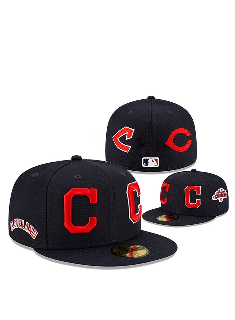 NEW ERA Cleveland Team Fitted Hat - AA Grade, Black with Red Emblems-61.5cm 