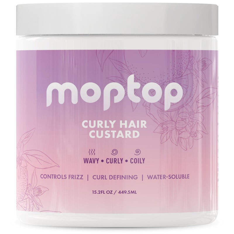 MopTop Curly Hair Gel Custard - Styling Gel for Moisturizing and Defining Soft Curls, Lightweight and Anti Frizz, Curly Hair Products for Waves, Coils & Kinks (Citrus Kumquat, 16oz) - Image 1