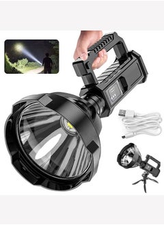 Arabest Rechargeable Spotlight Torch, LED Super Bright P70 High Lumen Handheld Tactical Torch, 4 Brightness Modes and IPX6 Waterproof Large Searchlight with USB Output and Foldable Tripod for Camping/Hunting  - Image 1