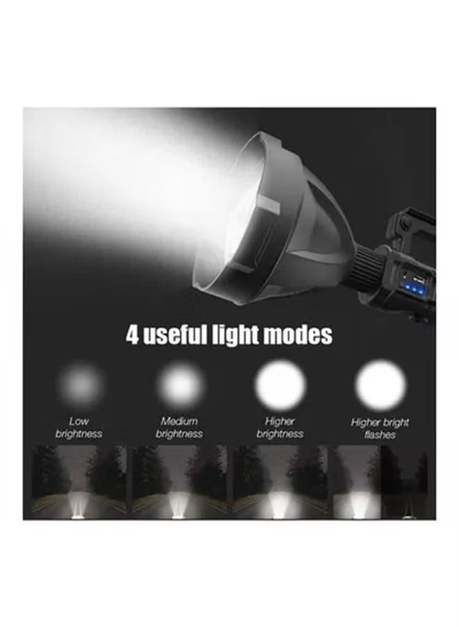 عربست شعلة أضواء كاشفة قابلة لإعادة الشحن ، شعلة تكتيكية محمولة LED Super Bright P70 عالية التجويف ، 4 أوضاع سطوع ومصباح كشاف كبير مقاوم للماء IPX6 مع مخرج USB وحامل ثلاثي القوائم قابل للطي للتخييم / الصيد  - Image 3