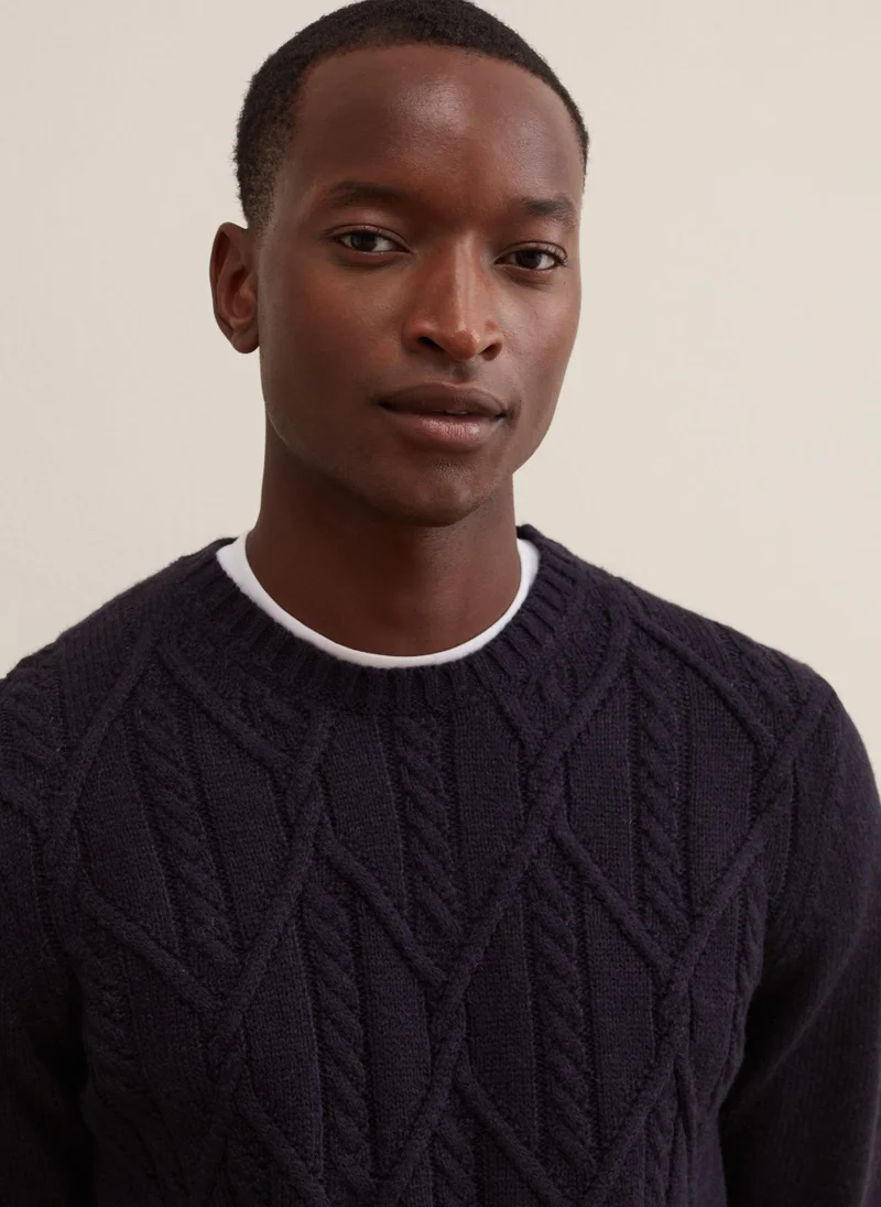او في اس Diamond Pullover With Cable-Knit Design