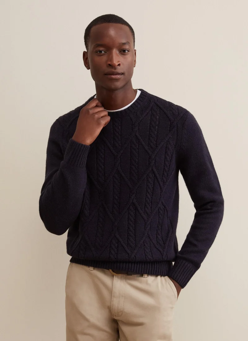 Ovs Diamond Pullover With Cable-Knit Design