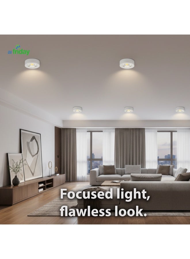 ALFRIDAY Surface-Mount LED Downlight, 8W COB, 3000K Warm, Low-Glare Ceiling Spot - Image 2