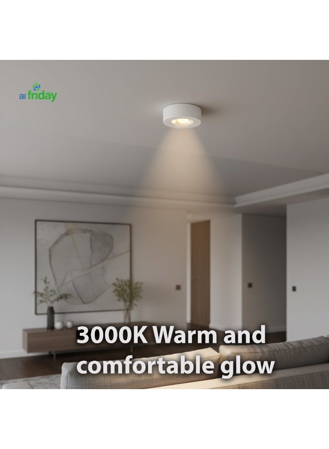 ALFRIDAY Surface-Mount LED Downlight, 8W COB, 3000K Warm, Low-Glare Ceiling Spot - Image 4