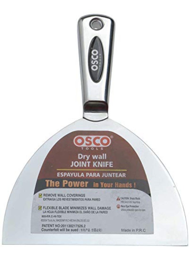 Osco 6-Inch Putty Knife with Stainless Steel Handle – Flexible Steel Blade for Putty Application, Surface Smoothing, Drywall Repair, and Finishing Work