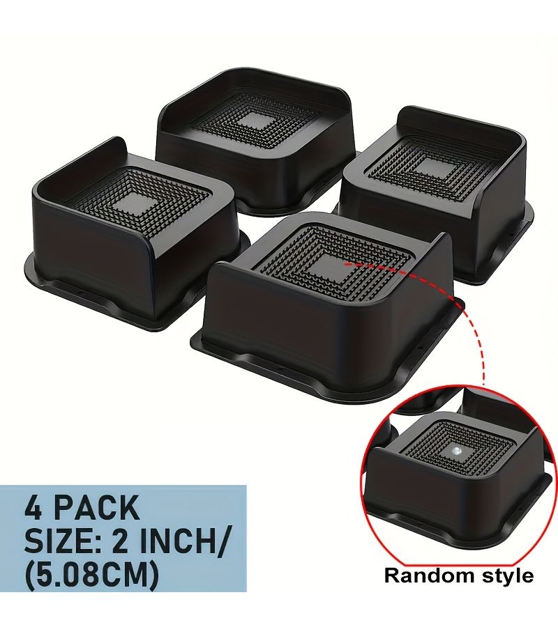 4pcs Black 1inch Height Increasing Pad L Shaped Half Top Spike Nail Bottom Rubber Strip Anti Slip Bed Foot Cabinet Foot Sofa Foot Furniture Lifter Heavy Duty Lifter For Chairs Sofa Beds Sofa Tables - Image 4