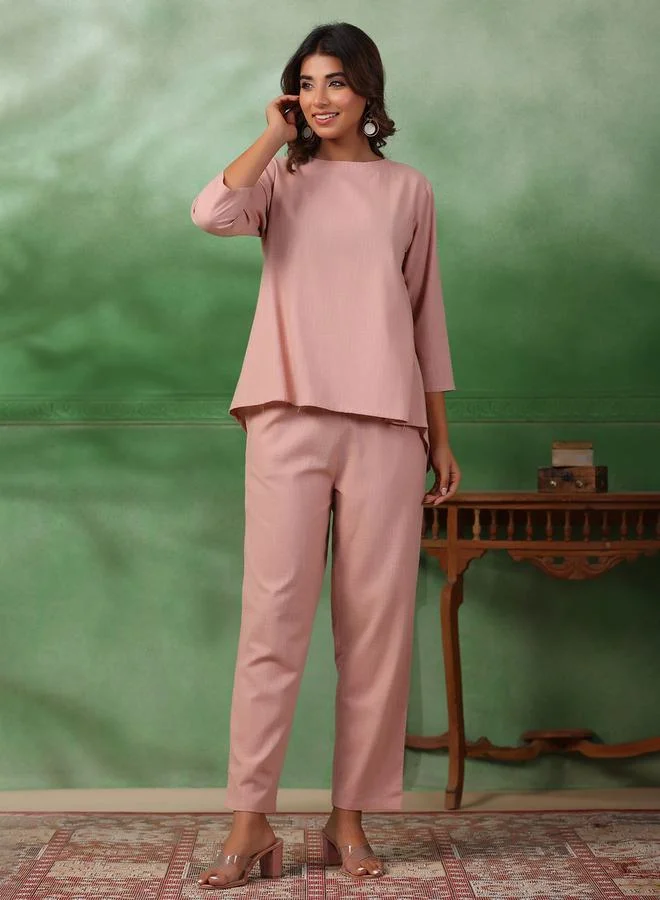 sanskrutihomes sanskrutihomes Solid High Low Top and Straight Leg Set