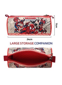 Kuber Industries Kuber Industries Round Pencil Pouch | Amazing Spiderman Pencil Pouch for Kids | Multi-Purpose Travel Pouch | Stationary Holder | Travel Organizer | School Pencil Pouches | Geometry Box | Blue  - Image 3
