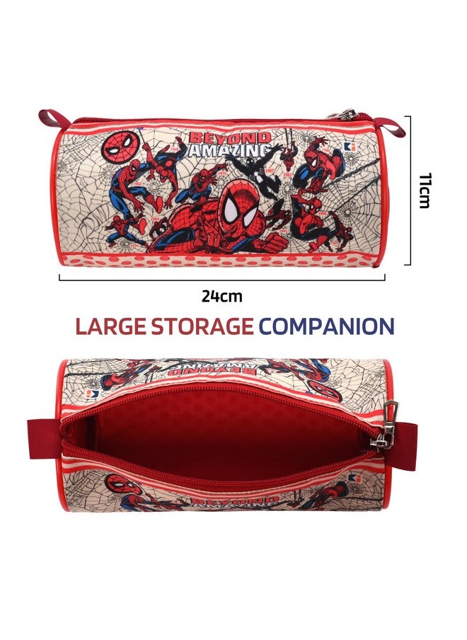 Kuber Industries Kuber Industries Round Pencil Pouch | Amazing Spiderman Pencil Pouch for Kids | Multi-Purpose Travel Pouch | Stationary Holder | Travel Organizer | School Pencil Pouches | Geometry Box | Blue  - Image 3
