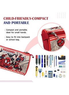 Kuber Industries Kuber Industries Round Pencil Pouch | Amazing Spiderman Pencil Pouch for Kids | Multi-Purpose Travel Pouch | Stationary Holder | Travel Organizer | School Pencil Pouches | Geometry Box | Blue  - Image 5