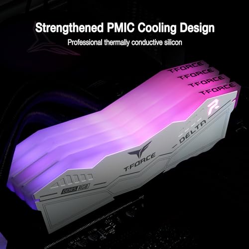 TeamGroup ذاكرة رام TEAMGROUP T-Force Delta RGB DDR5 سعة 32GB (2x16GB) 6000MHz PC5-48000 CL38 متوافقة مع Intel XMP 3.0 و AMD Expo باللون الأبيض FF4D532G6000HC38ADC01 - Image 4