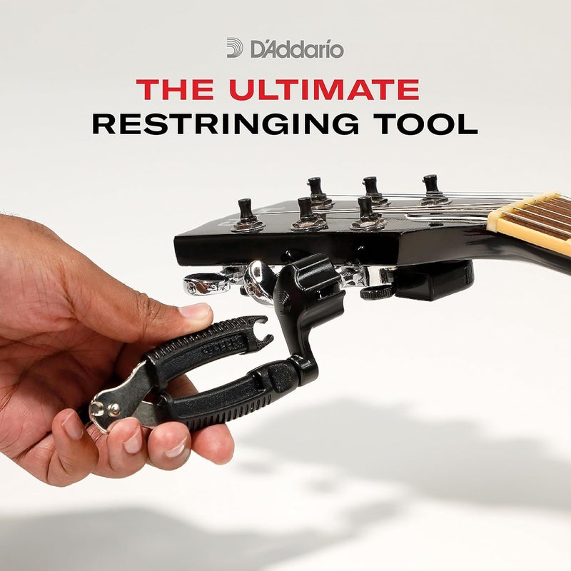 د'اداريو ملحقات D'Addario Pro-Winder أداة لف وقطع أوتار الجيتار – أداة إعادة تركيب الأوتار الكل في واحد – تتضمن مقصات، أداة سحب دبوس الجسر، أداة لف الأوتاد – مصممة لتناسب معظم الجيتارات - Image 3