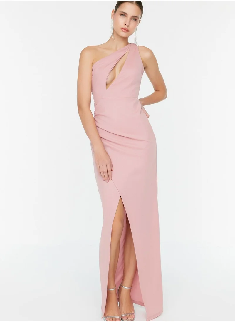 trendyol One Shoulder Front Split Cut Out Detail Dress