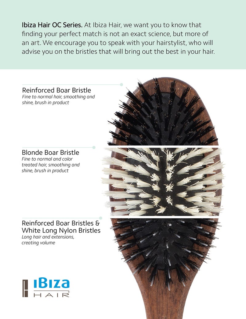 Ibiza Hair Oval Boar Flat Brush (OC6) | Reinforced Boar & Nylon Bristles with Cork Handle | Creates Shiny Looks | Ideal for Short to Long Styles | Use Before or After Blowouts | Heat Resistant - Image 5
