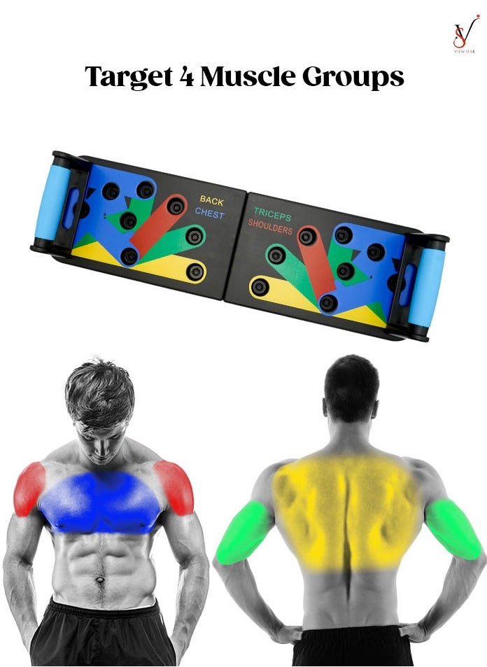 VIEW STAR Viewstar Push Up Board Fitness System 9 in 1 Color-Coded Pushup Bar for Home Workout | Portable Bodybuilding Equipment for Chest, Back, Arms, Shoulders, Core | Strength Training for Men & Women  - Image 2