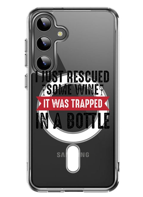 Magnetic Case for Samsung Galaxy S24 Plus 6.7-inch Compatible with MagSafe Wireless Charging, Shockproof Phone Bumper Cover Wine trapped in bottle black copy