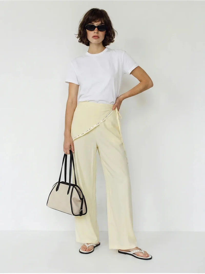 Bianco Lucci LUCCI Wide Leg Pull-On Trousers