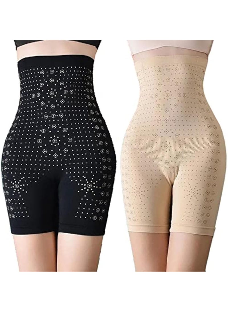 High Waisted Body Shaper Tummy Control Shorts Women Tummy Control Leggings Tighten the Sagging Fat Lift the Hips and Tighten the Abdomen Shaping Leggings Suitable for Women Skin Color and Black - Image 1