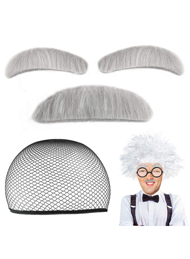 SYOSI Old Man Mad Scientist Wig Set, Cosplay Costume Wig Eyebrows Mustache Glasses Dress Up Set - Image 1