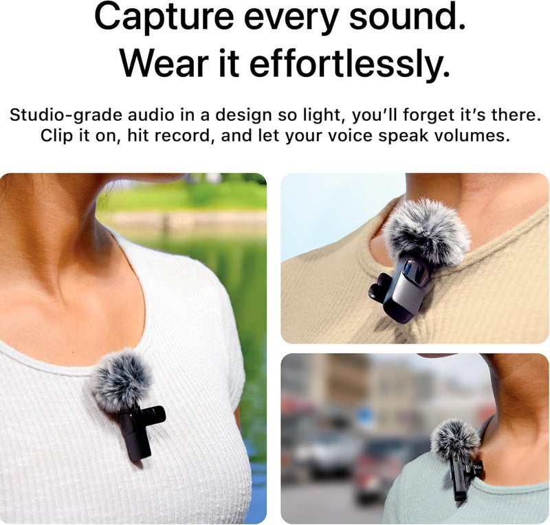 coku Wireless Mic for YouTube & Video Recording, Mini Microphone for Recording and Singing, Plug & Play Mic for YouTube Wireless with Noise Reduction, Compatible with iPhone, Android & PC - Image 2