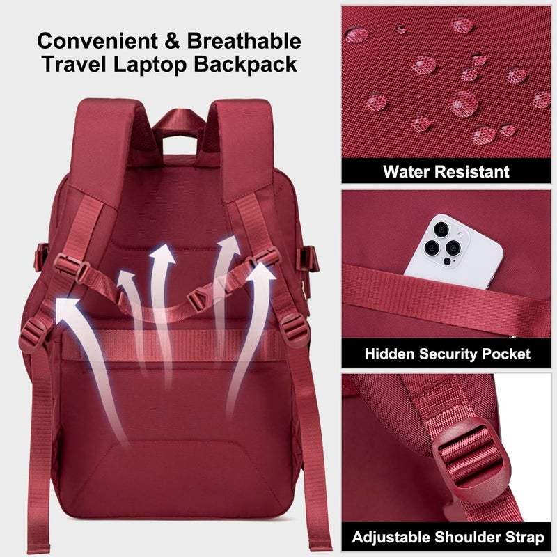 Chantria Laptop Backpack for Women, Carry On Travel Backpack with USB Charging Port, 15.6inch Laptop Backpack with Tablet Compartment Flight Approved, Water-resistant Backapck - Image 4