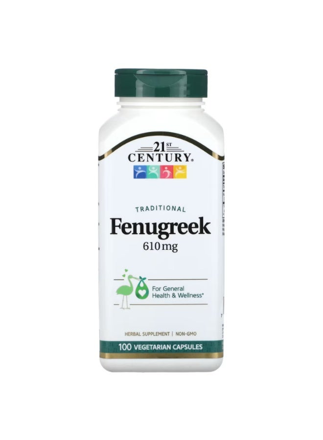 21ST CENTURY Fenugreek 610mg capsules 100s- traditional fenugreek, for general health wellness, herbal supplement