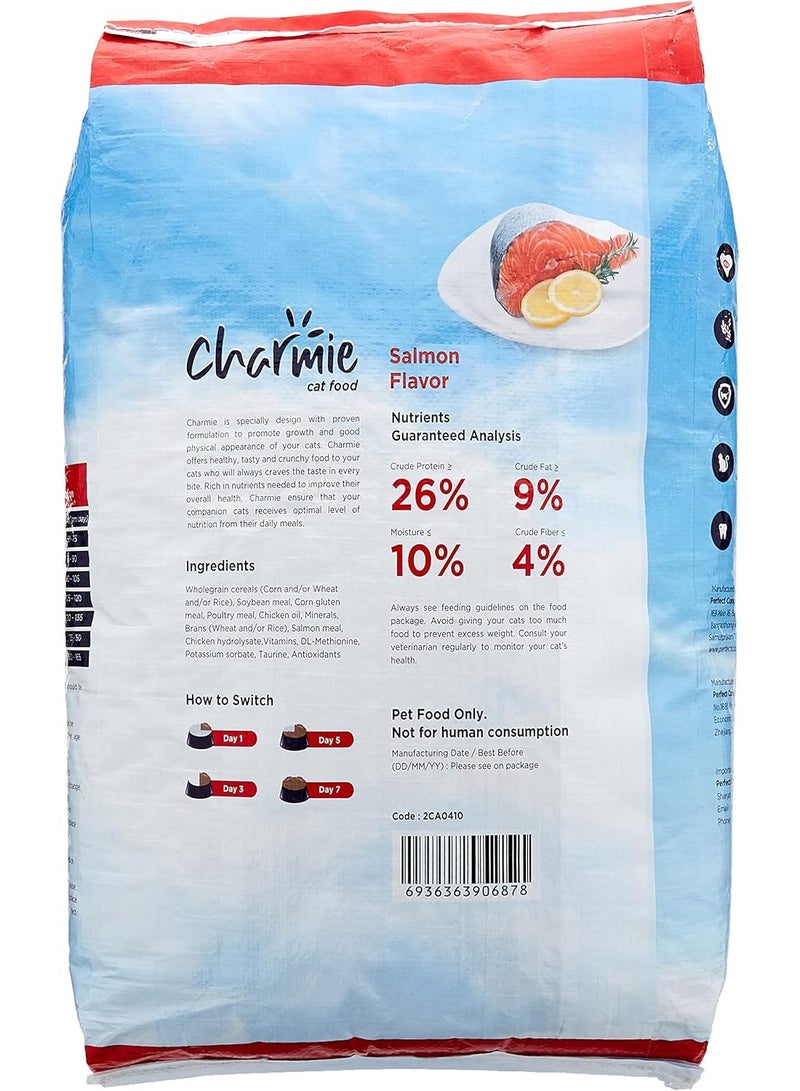 Charmie Dry Cat Food - Salmon Flavor - Taurine - with Protein - Natural Fiber - Promotes Growth & Good Physical Appearance - 10 kg - Image 3