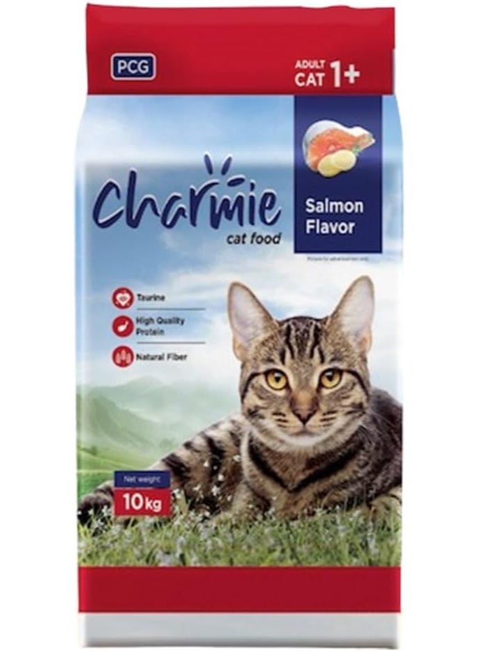 Charmie Dry Cat Food - Salmon Flavor - Taurine - with Protein - Natural Fiber - Promotes Growth & Good Physical Appearance - 10 kg - Image 1