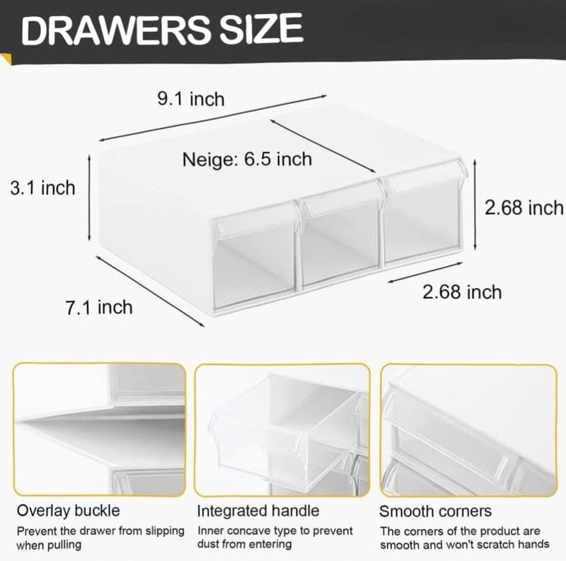 KASTWAVE Under Desk Drawer Storage with 3 Sliding Plastic Drawers, Large Under Desk Table Drawer Storage Organizer, Space-Saving Office Desk Storage Unit for Home or Workspace - Image 3